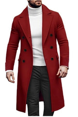 Heren Britse Stijl Double-breasted Wollen Look Jas Zakelijke Casual Halflange Trenchcoat Slim Fit Mode Bovenkleding
