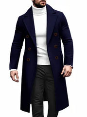 Heren Britse Stijl Double-breasted Wollen Look Jas Zakelijke Casual Halflange Trenchcoat Slim Fit Mode Bovenkleding